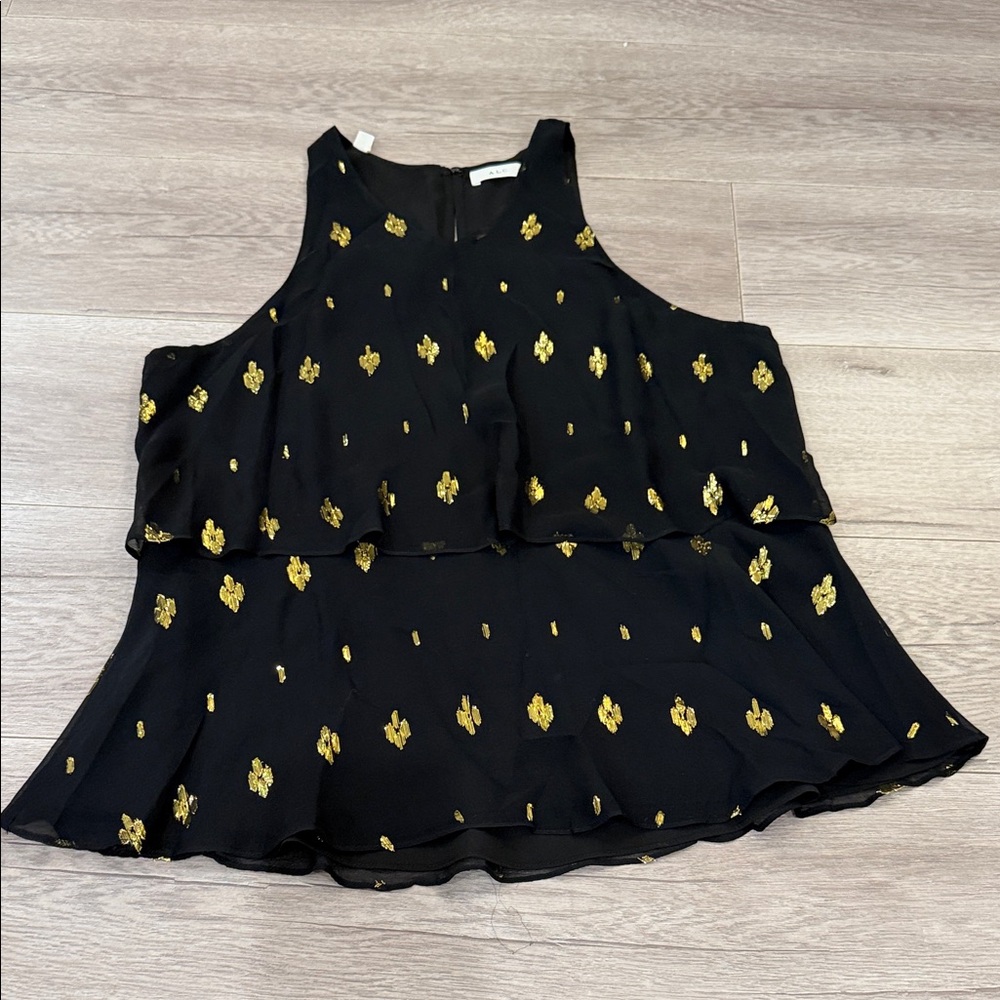 A.L.C. Black silk Blouse with Gold Accents